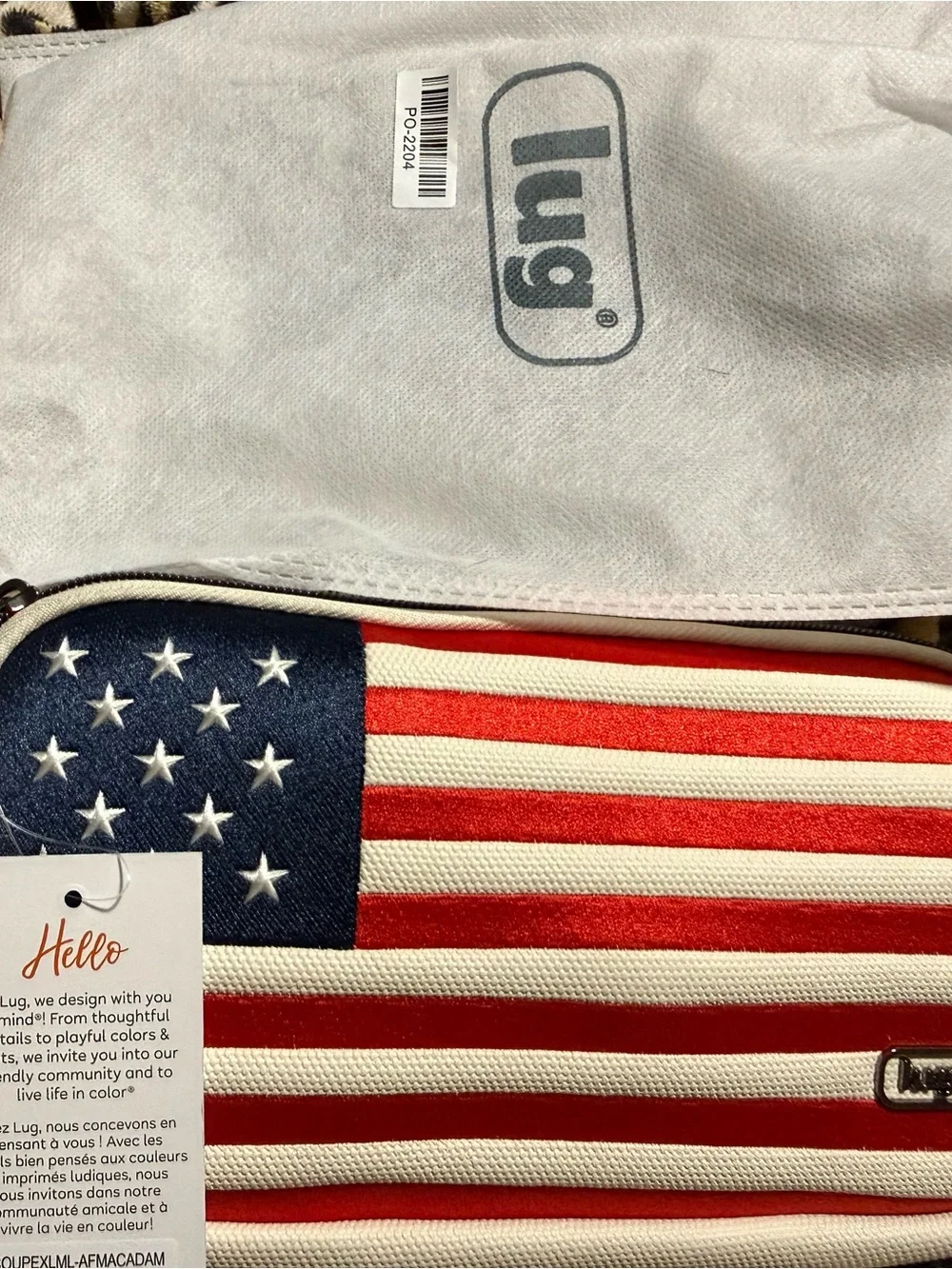 Lug Americana Stars Crossbody Bag in Red, White & Blue with Macadamia Trim